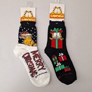 Vintage UFS 1978 GARFIELD THE CAT Women's Crew Socks Christmas Novelty NWT